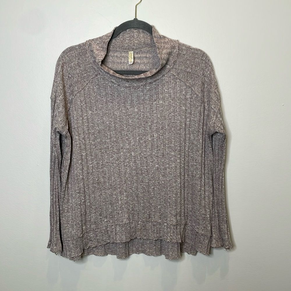 Free People Mock Neck Ribbed Sweater Size M